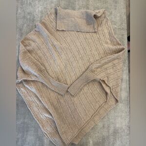 Aventura Women’s Poncho Sweater – One Size, Turtleneck, Boho Style Tan/Cream